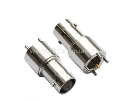 BNC female straight PCB mount connector, zinc alloy