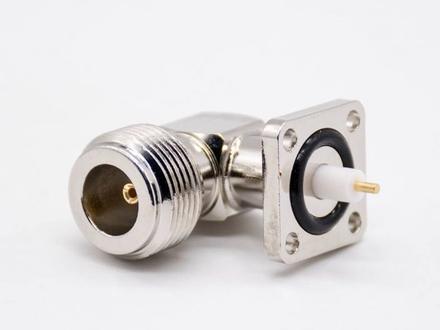 female right-angle flange connector, nickel-plated
