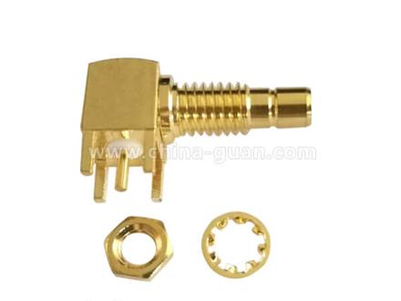 SMB female right-angle bulkhead connector